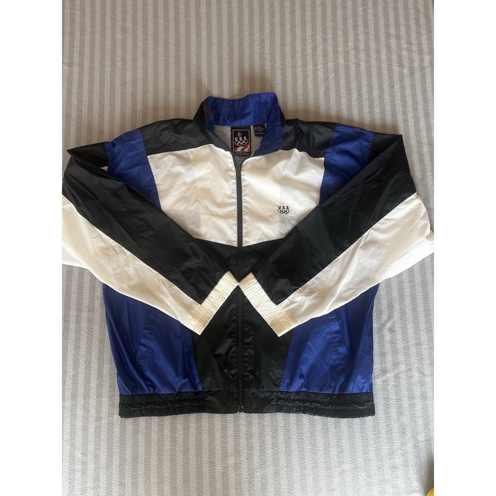 Vintage 90's USA Olympic Track Jacket Large JC Pennney Windbreaker Zip Athletic